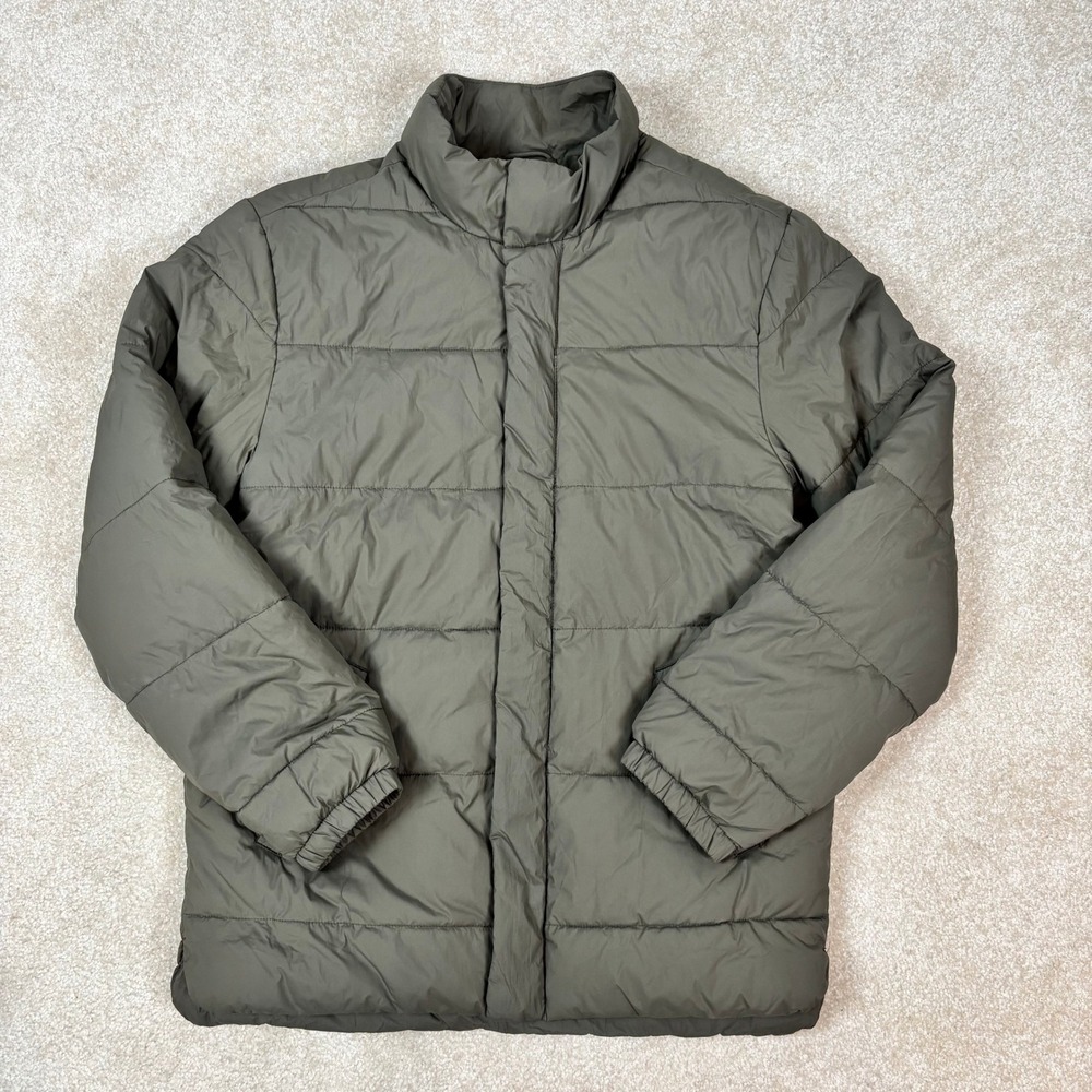 Madewell Womens Olive Green Primaloft Quilted Puffer Jacket Small Stand Collar